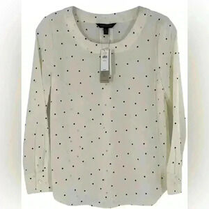 Banana Republic Ivory and Black Crepe Blouse